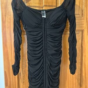Elegant Black Ruched Dress
